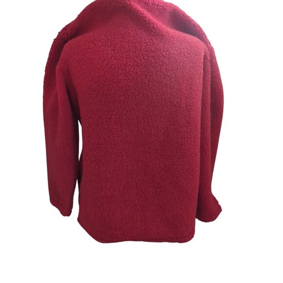 Vtg 1980s Norton Studio Red Black Fuzzy Cozy Jacket Warm Petite S - Picture 3 of 8